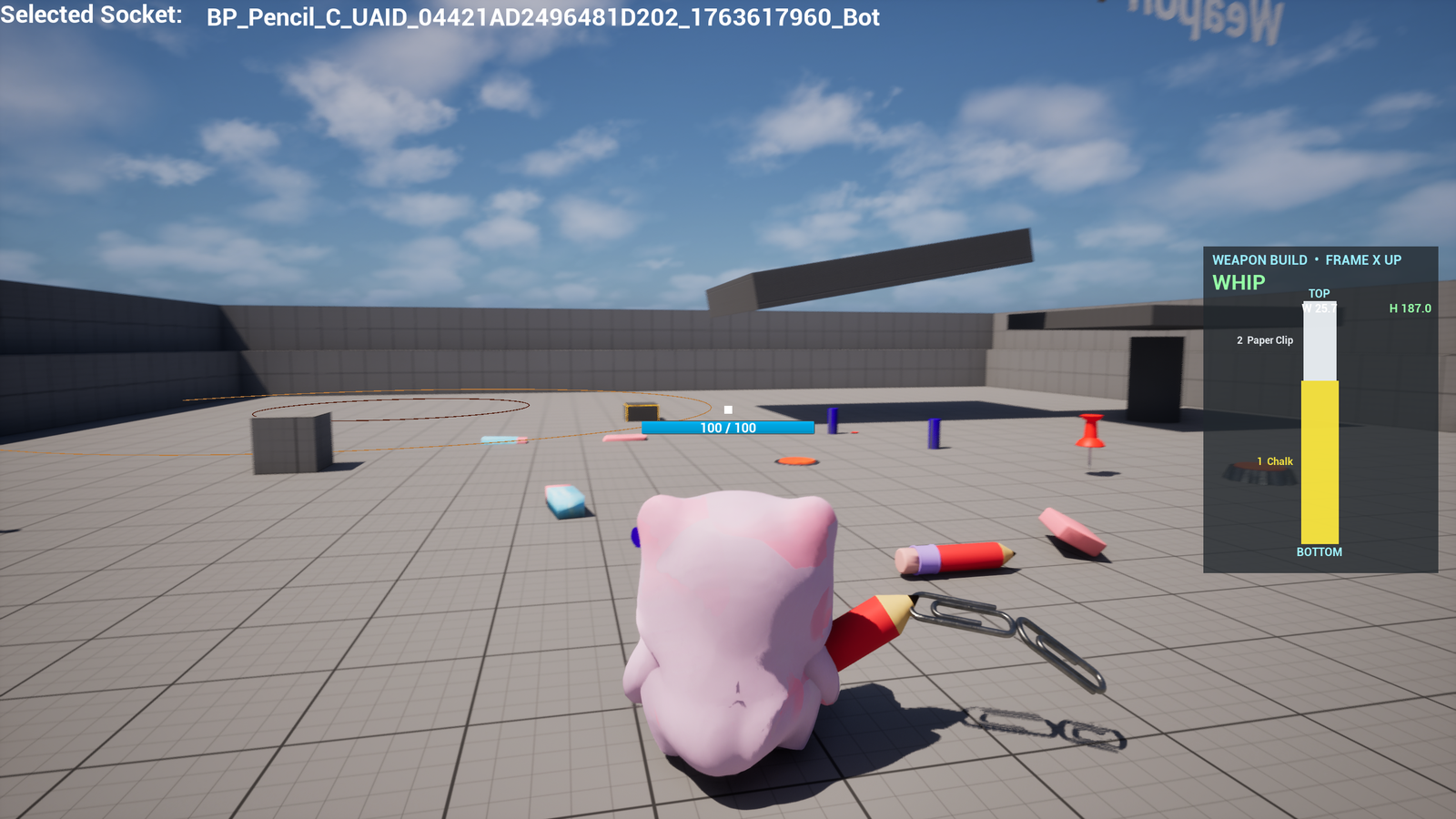 The classification prototype recognizing a loose-ended player-built weapon as a Whip
